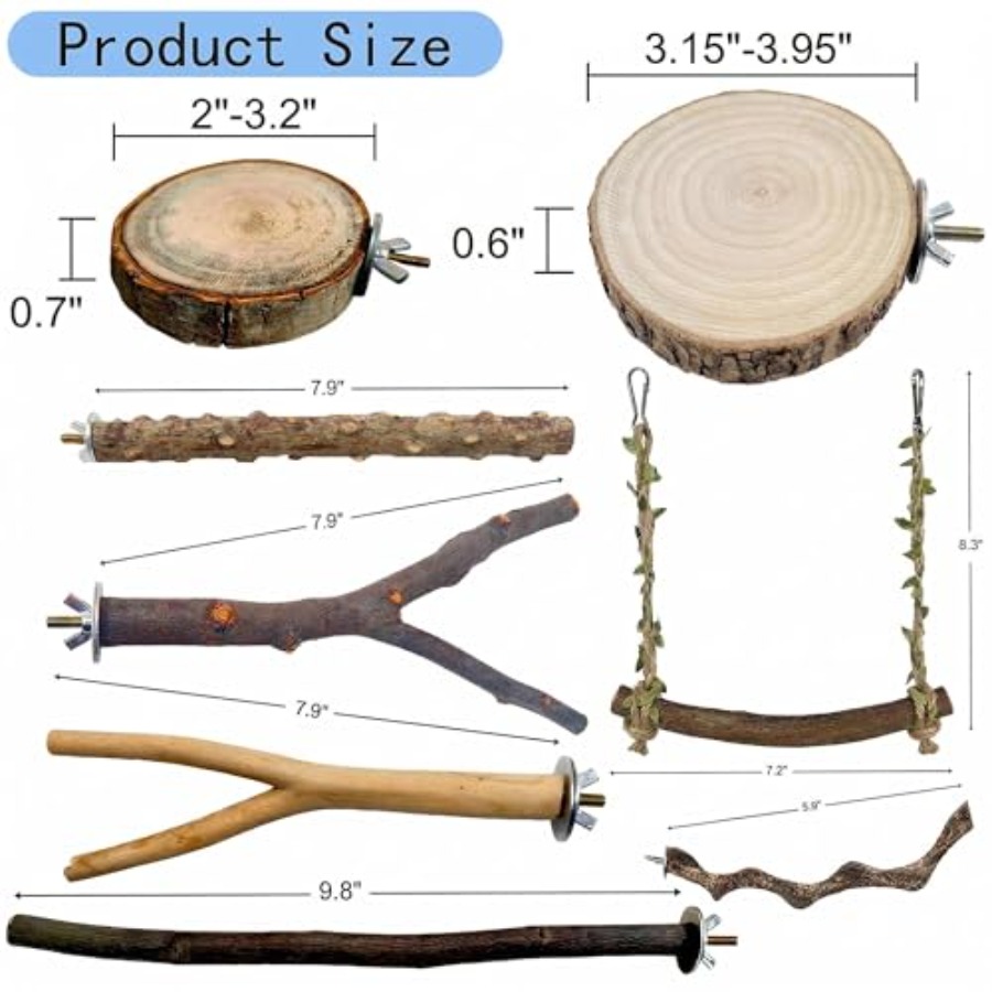 8PCS natural wood bird perches - đánh giá và giá Health & Wellness Programs